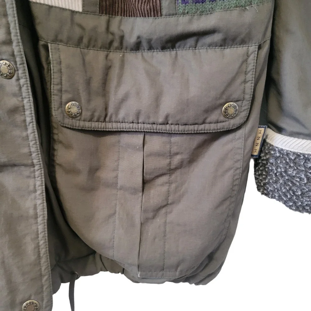 Izzi Genuine Rugged Patchwork Vintage Winter Puff Fleece Accent Corduroy Coat.